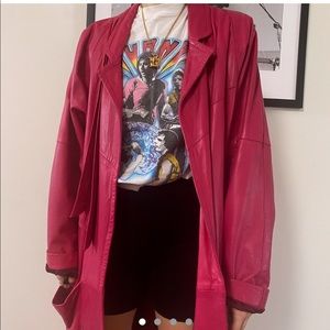 Vintage Pink Leather Trench - M
